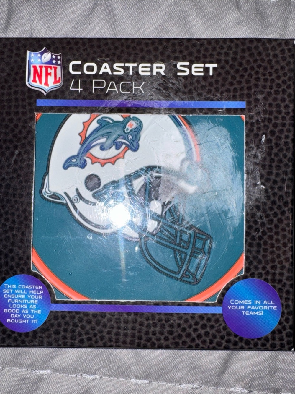 Miami Dolphins Football Silicone Coaster Set (4) New - Picture 4 of 5